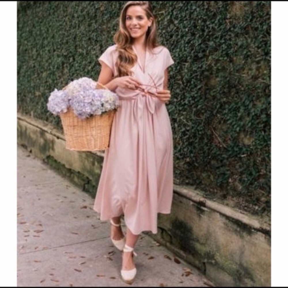 Gal meets Glam Margie Tie Waist Satin Midi Dress